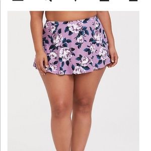 NWT Floral high waisted skater swim skirt.